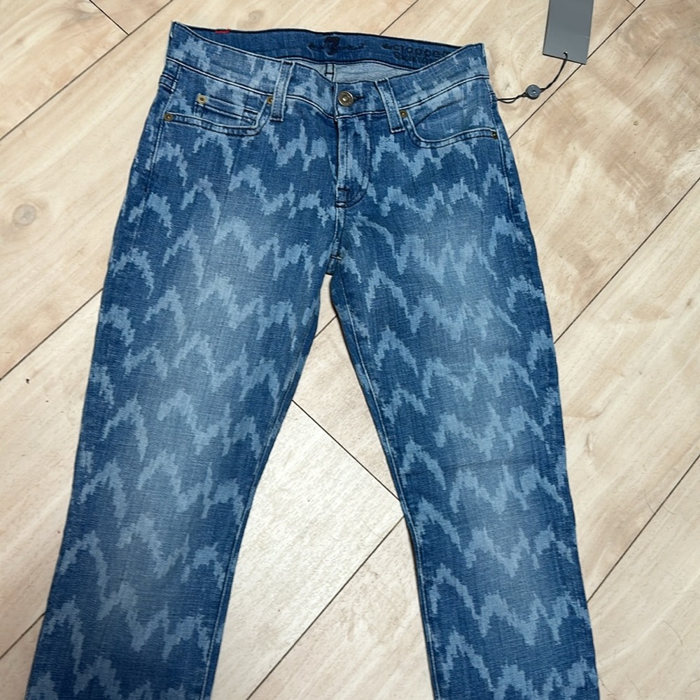 ❤️7  For All Mankind 💙Chevron Cropped Jeans NWT! Size 25 - Picture 11 of 17